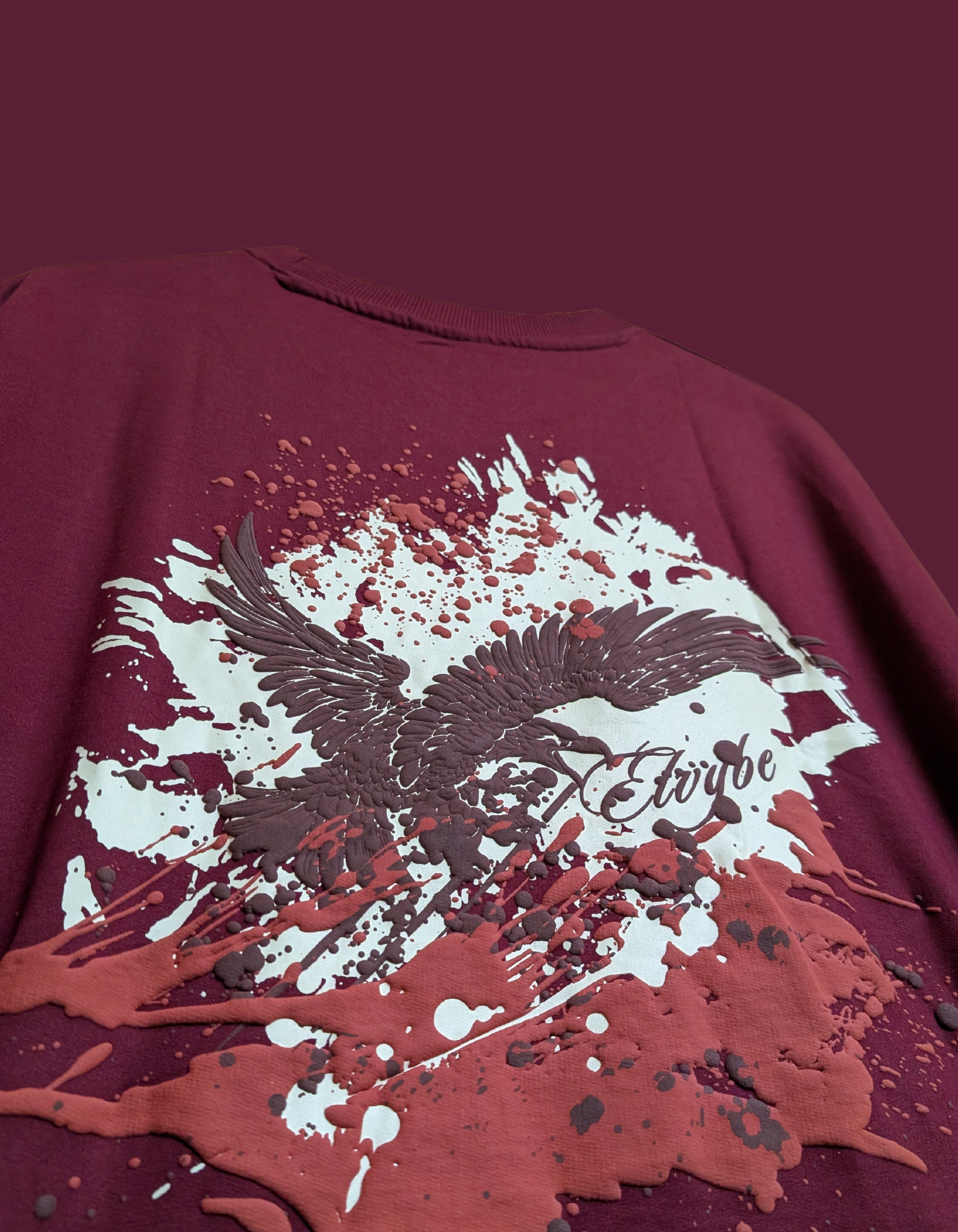 EMBOSE MAROON OVERSIZE T SHIRT ELVYBE