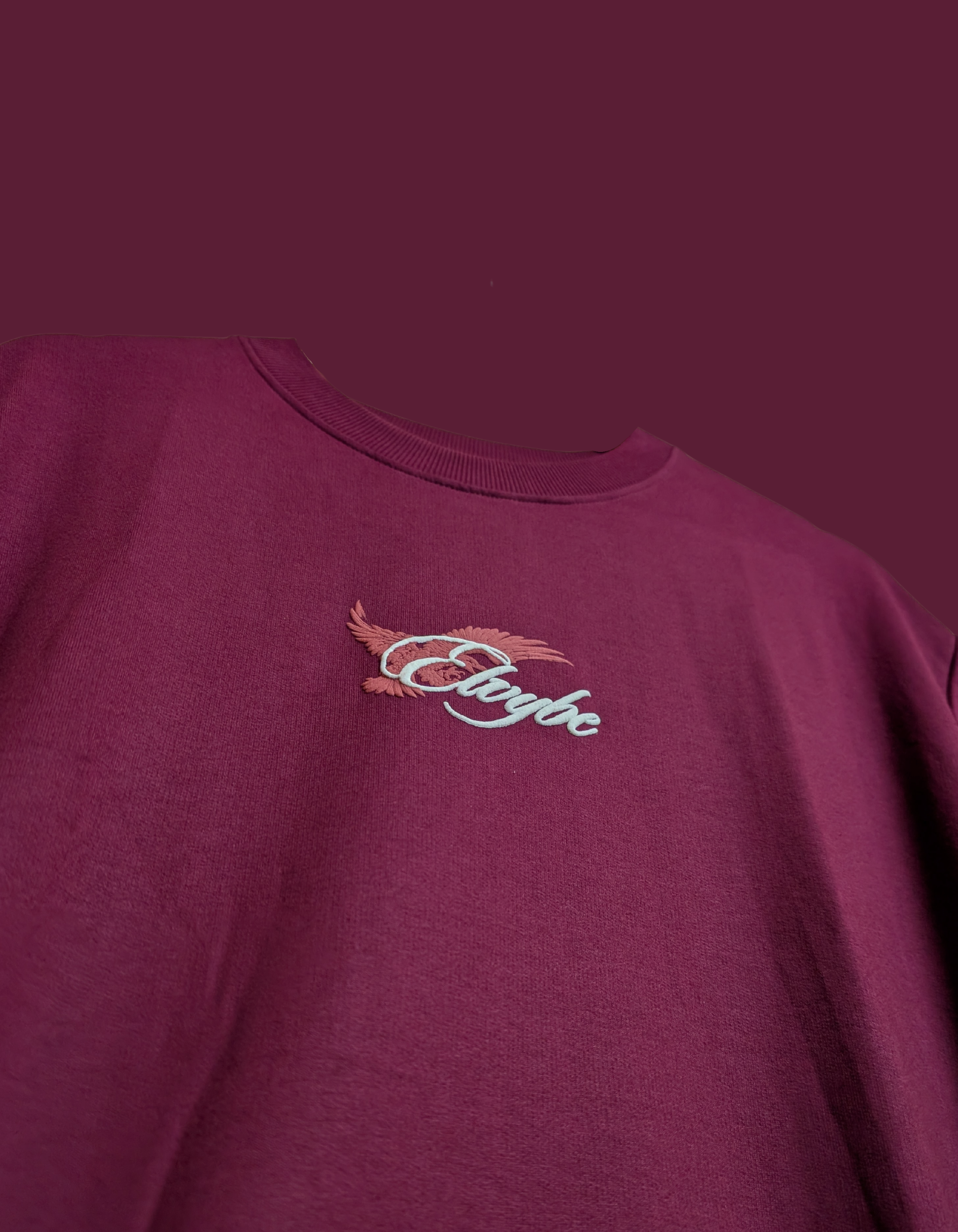 EMBOSE MAROON OVERSIZE T SHIRT ELVYBE