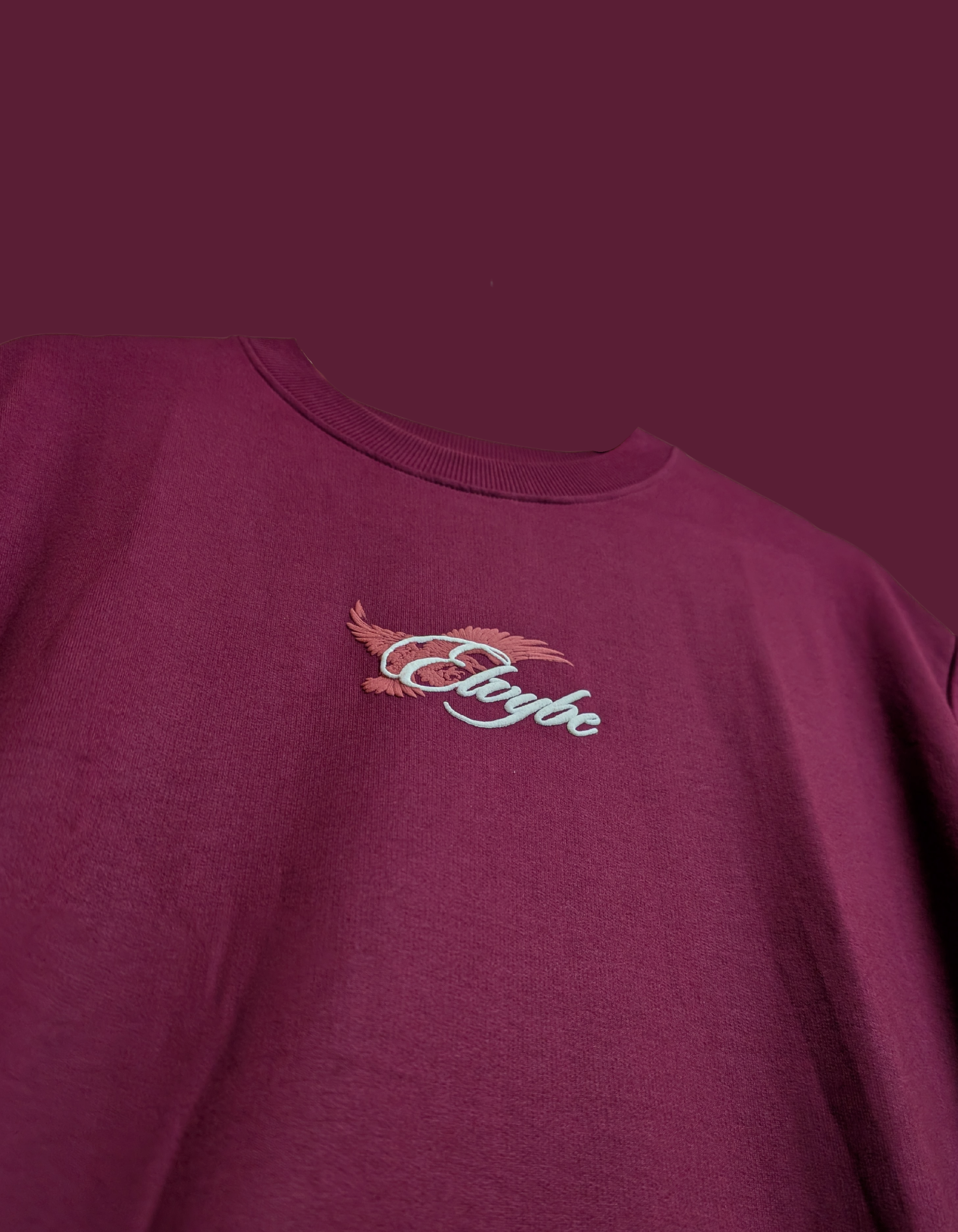 EMBOSE MAROON OVERSIZE T SHIRT ELVYBE