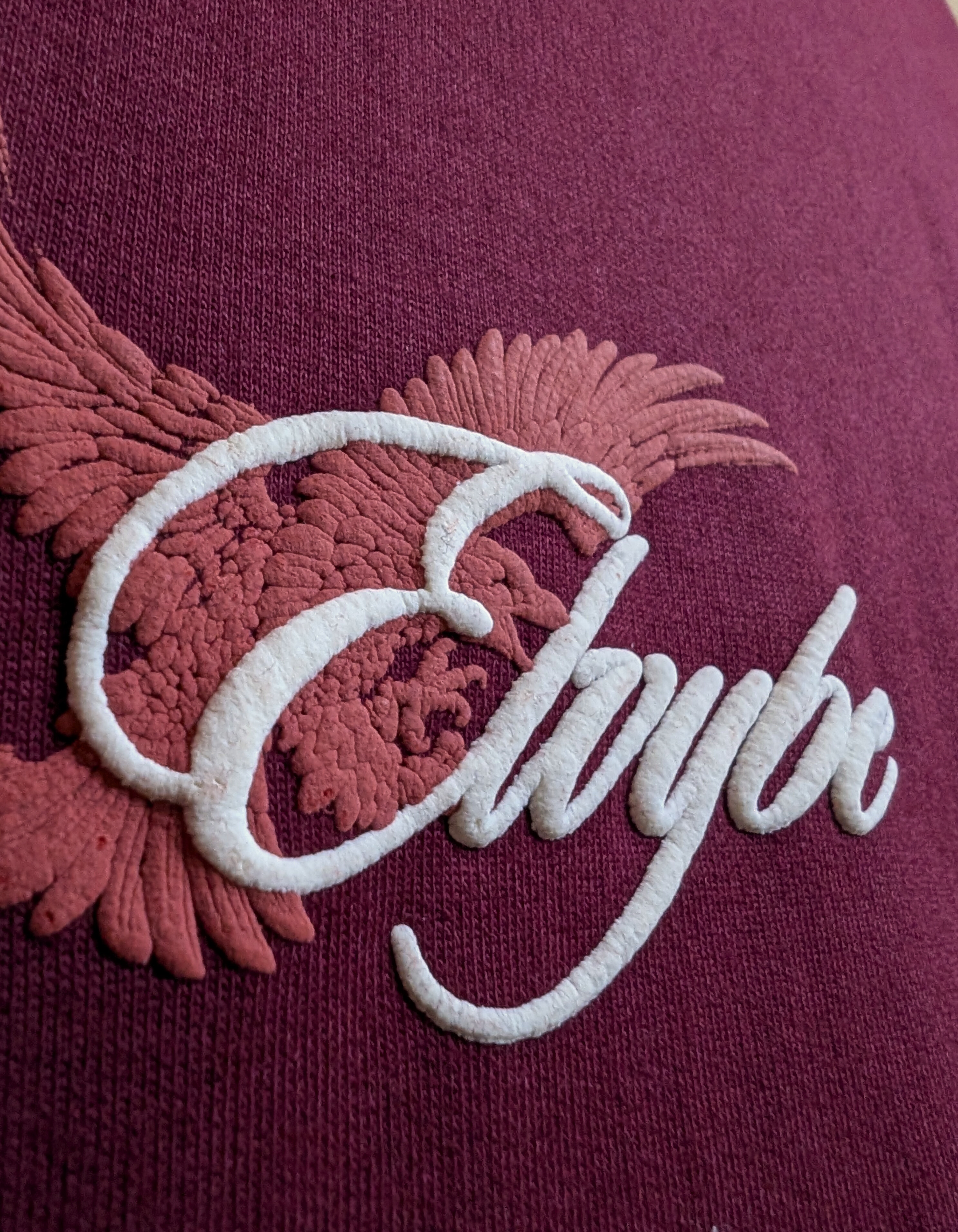 EMBOSE MAROON OVERSIZE T SHIRT ELVYBE