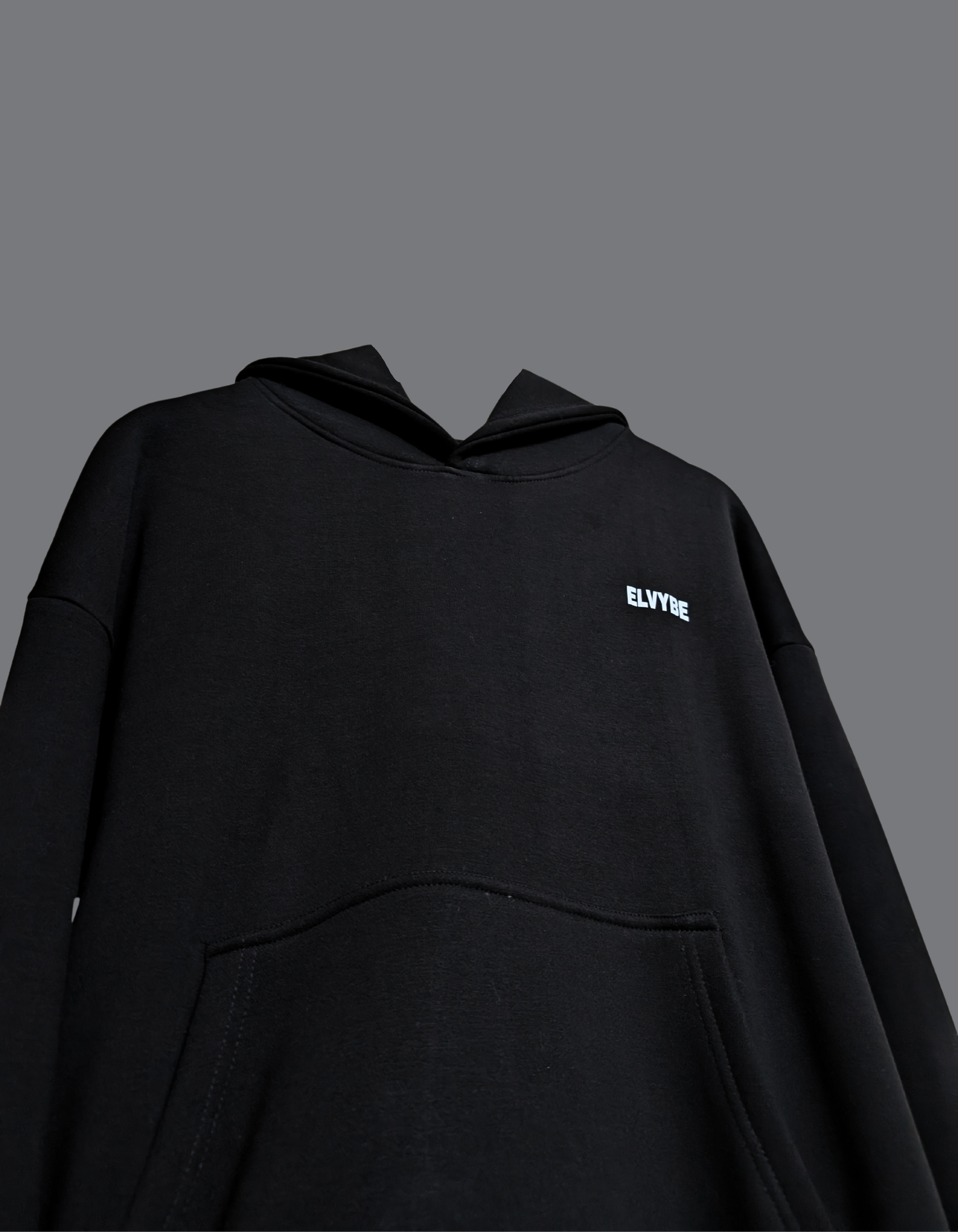 BLACK HOODIE ESSENTIAL ELVYBE